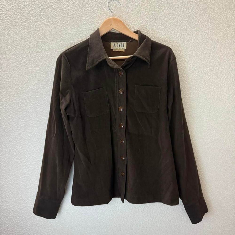 A BYER CALIFORNIA Brown Long Sleeve Button Up Shirt Top Two Pocket Size M